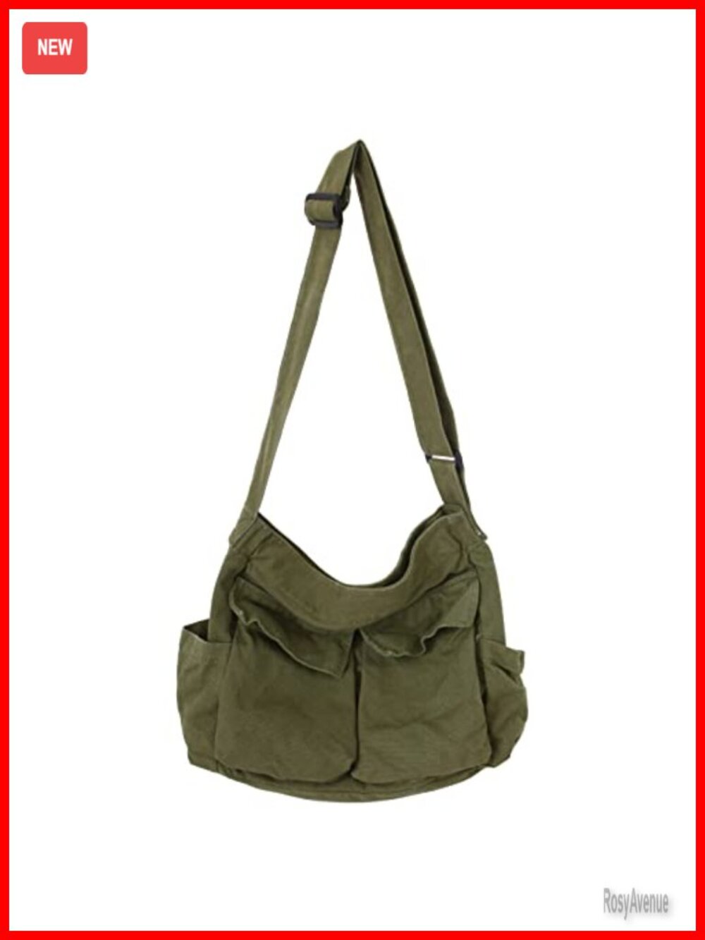 Canvas Messenger Bag Large Hobo Crossbody Shoulder Tote Bag with Pockets